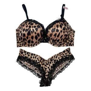 Victoria's Secret Bombshell Add-2-Cups Lace-Trim Push-Up Bra and Panty Set 36D